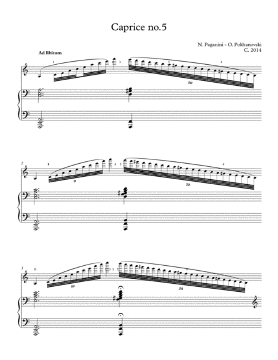 Paganini-Pokhanovski 24 Caprices: #5 for violin and piano Violin Solo scores gallery preview page 2