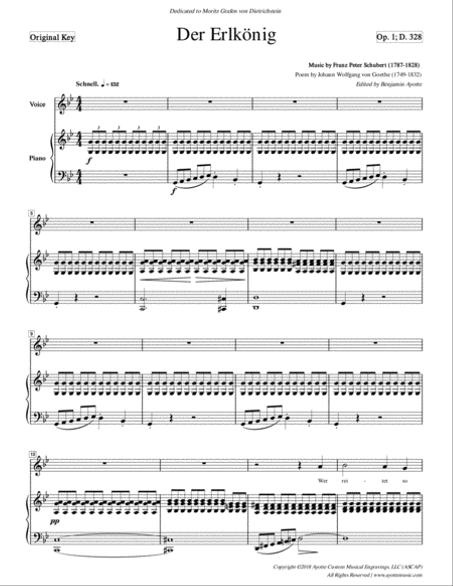 Schubert - Erlkonig - High Voice in G minor High Voice scores gallery preview page 1
