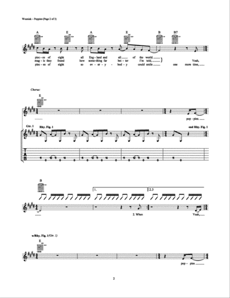 Poppies Electric Guitar scores gallery preview page 2