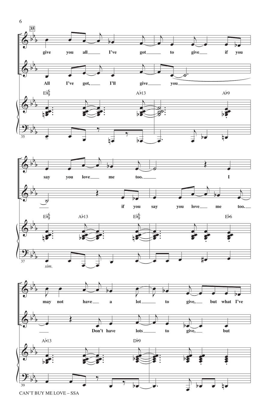 Can't Buy Me Love (arr. Kirby Shaw) SSA scores gallery preview page 5