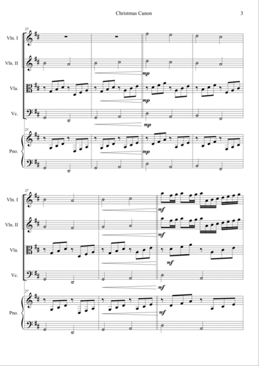 Christmas Canon Piano Quintet scores gallery preview page 3