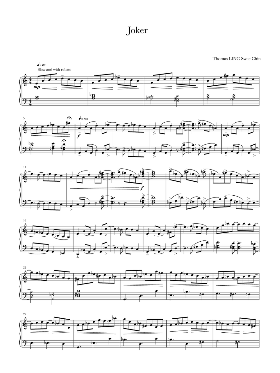 Joker Piano Solo scores gallery preview page 1