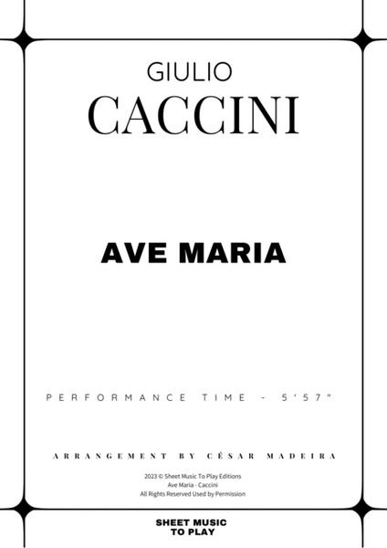 Caccini - Ave Maria - Soprano Sax and Piano (Full Score and Parts) image number null