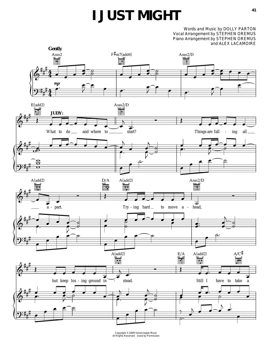 I Just Might (from 9 to 5: The Musical) Piano, Vocal, Guitar scores gallery preview page 1