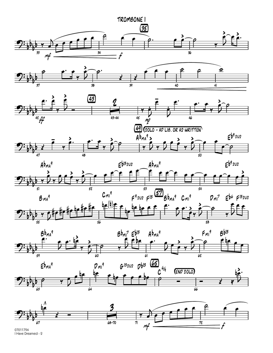 I Have Dreamed - Trombone 1 Jazz Ensemble scores gallery preview page 2