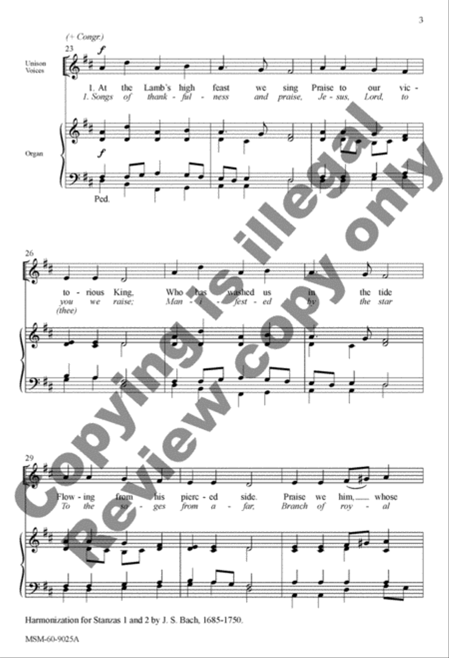 At the Lamb's High Feast We Sing Songs of Thankfulness and Praise 4-Part scores gallery preview page 3