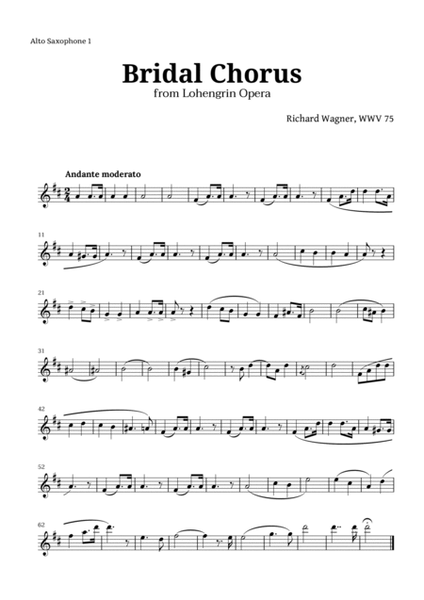 Bridal Chorus by Wagner for Sax Quintet and Piano with Chords image number null
