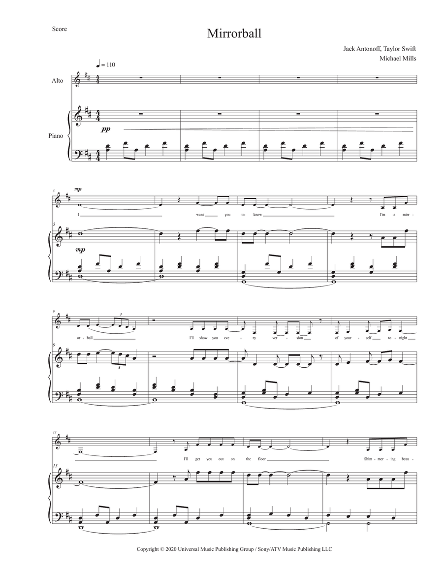 Mirrorball Alto Voice scores gallery preview page 1