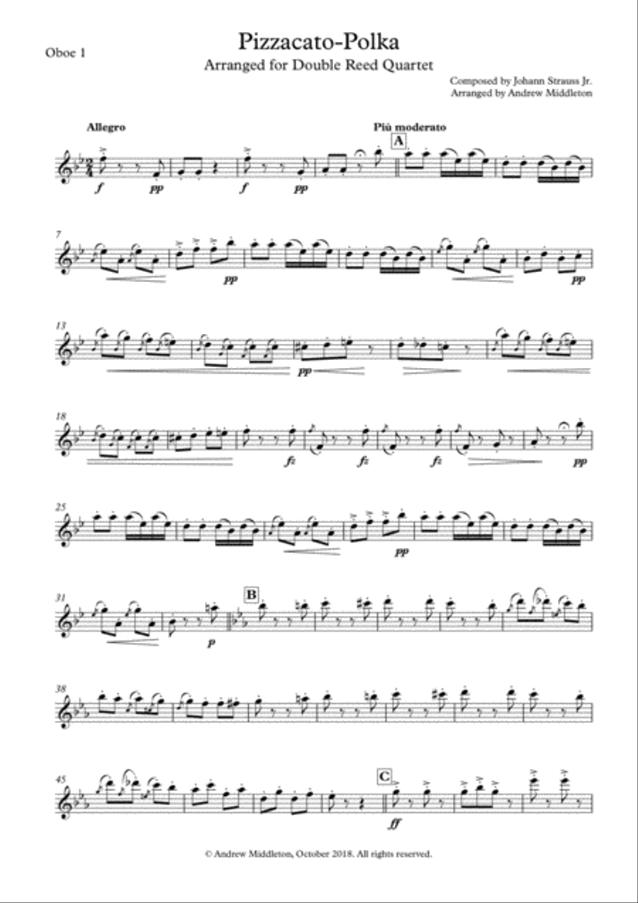 Pizzicato-Polka for Double Reed Quartet Woodwind Quartet scores gallery preview page 5