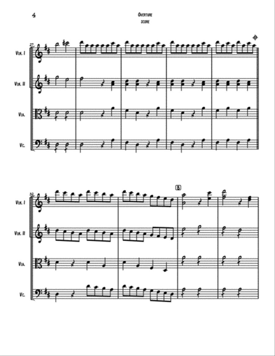 Overture from the Opera The Marriage of Figaro by W. A. Mozart for string quartet String Quartet scores gallery preview page 5