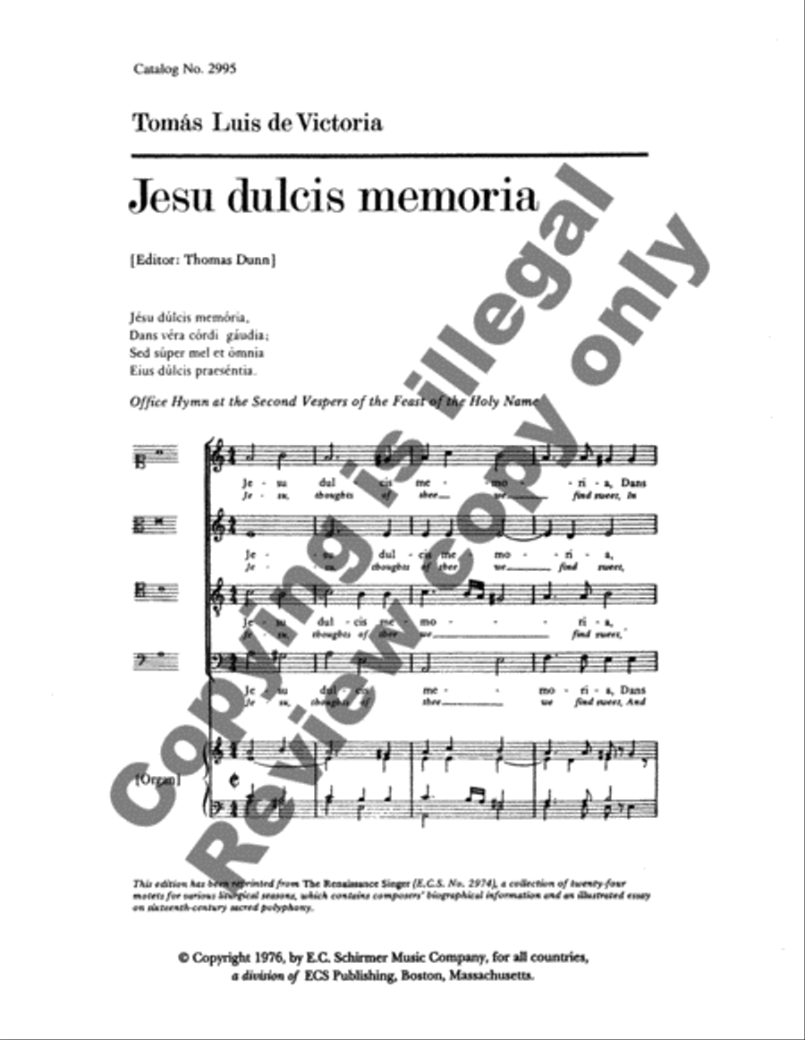 Jesu dulcis memoria (Jesu, Thoughts of Thee) 4-Part scores gallery preview page 5