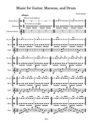 Music for Guitar, Maracas, and Drums - Score Only