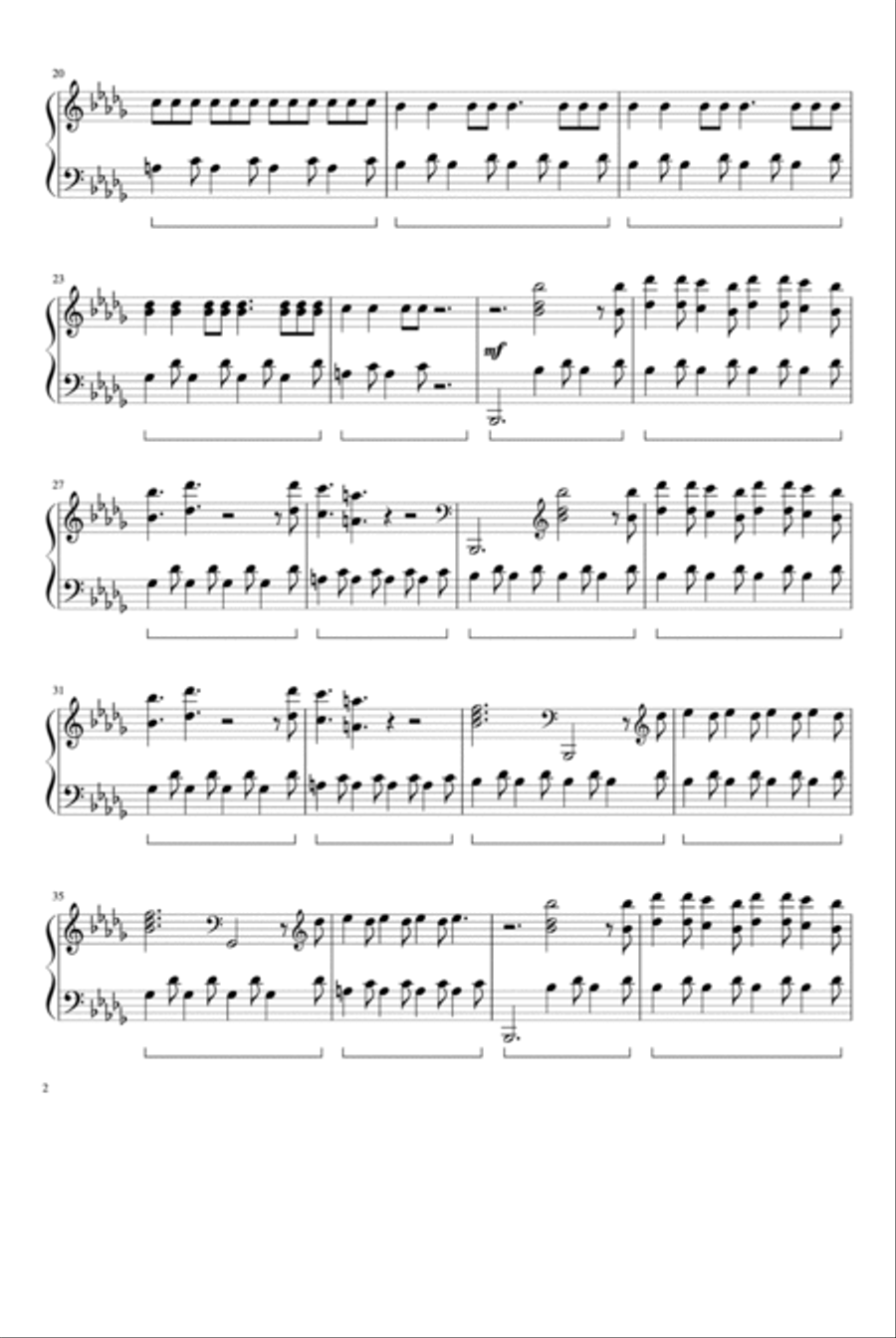 Believer Piano Solo scores gallery preview page 2