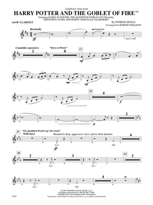Harry Potter and the Goblet of Fire, Symphonic Suite from: 3rd B-flat Clarinet
