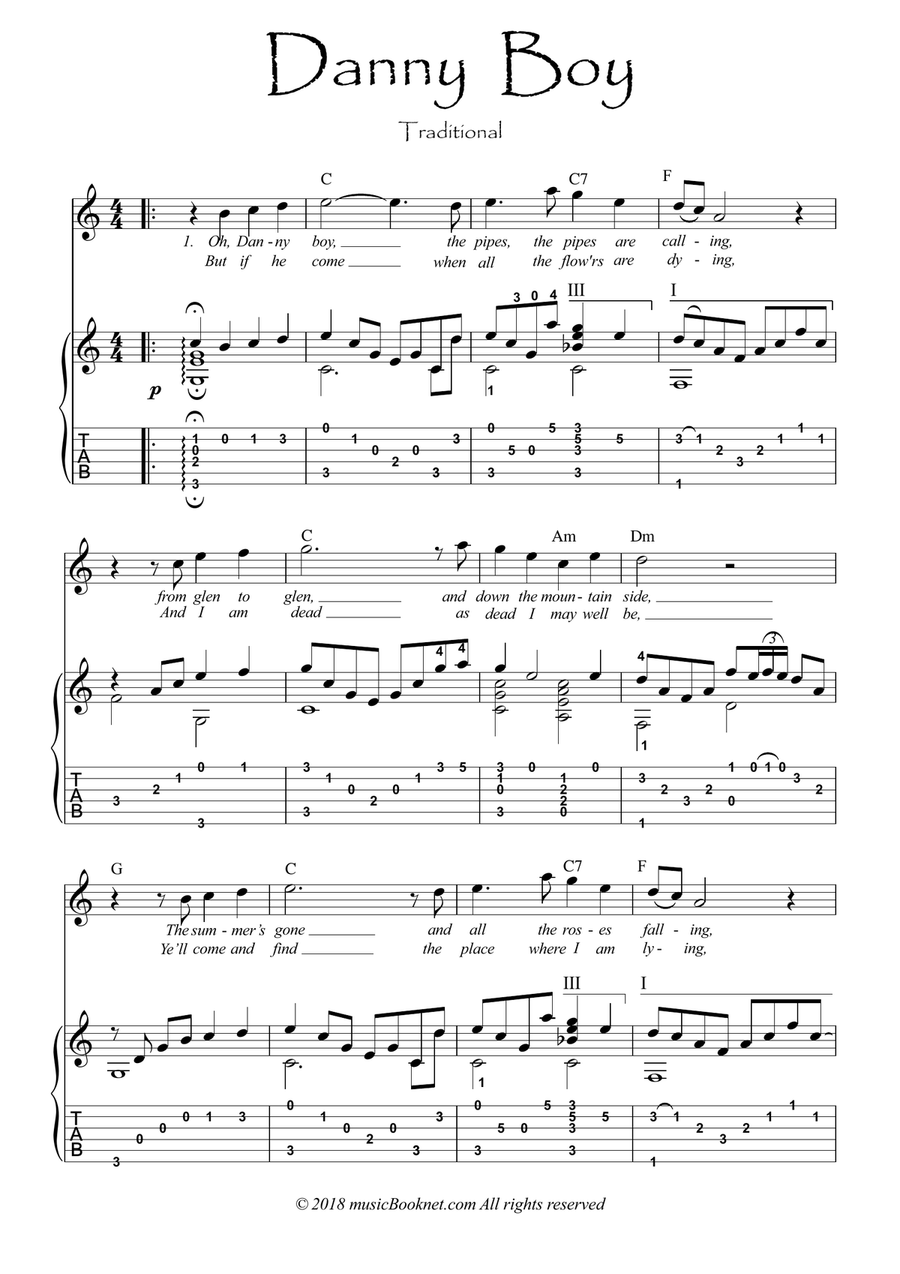 Danny Boy flute guitar duet Flute scores gallery preview page 1