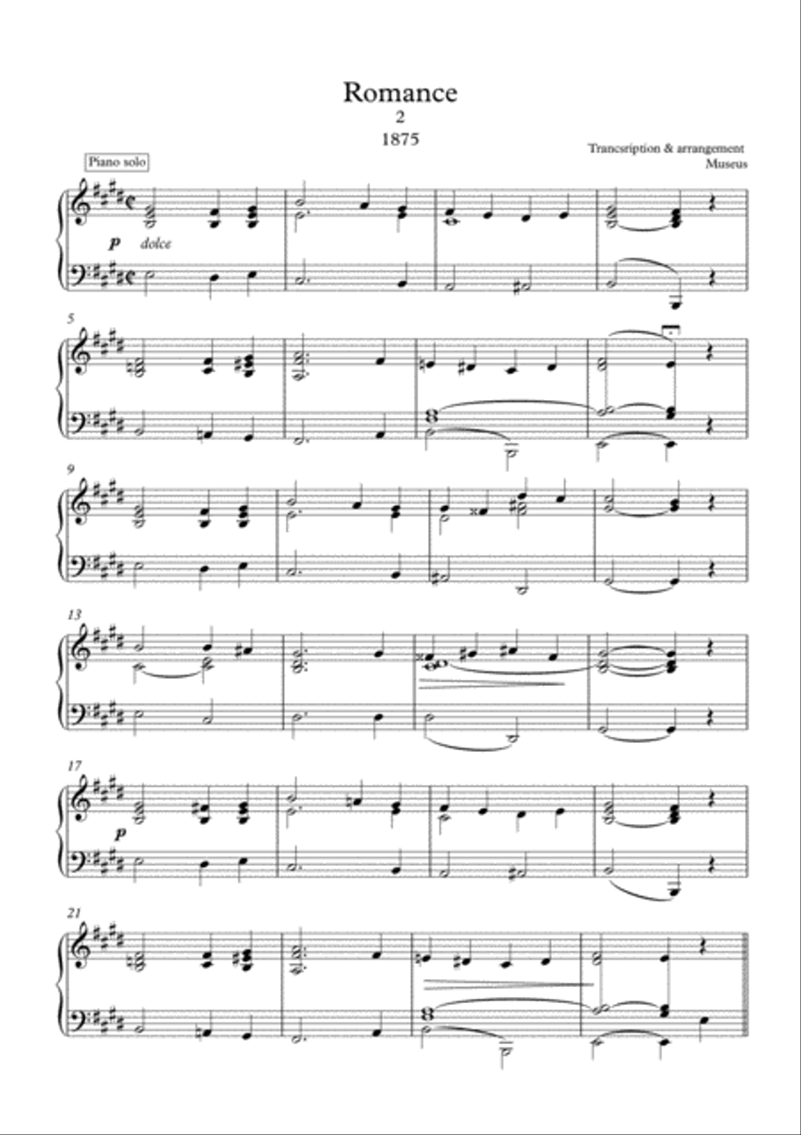 Advanced Piano Masterpieces for solo piano 19th century Romances Piano Solo scores gallery preview page 4
