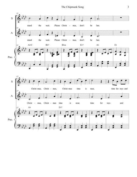 The Chipmunk Song (for 2-part choir - (SA) image number null