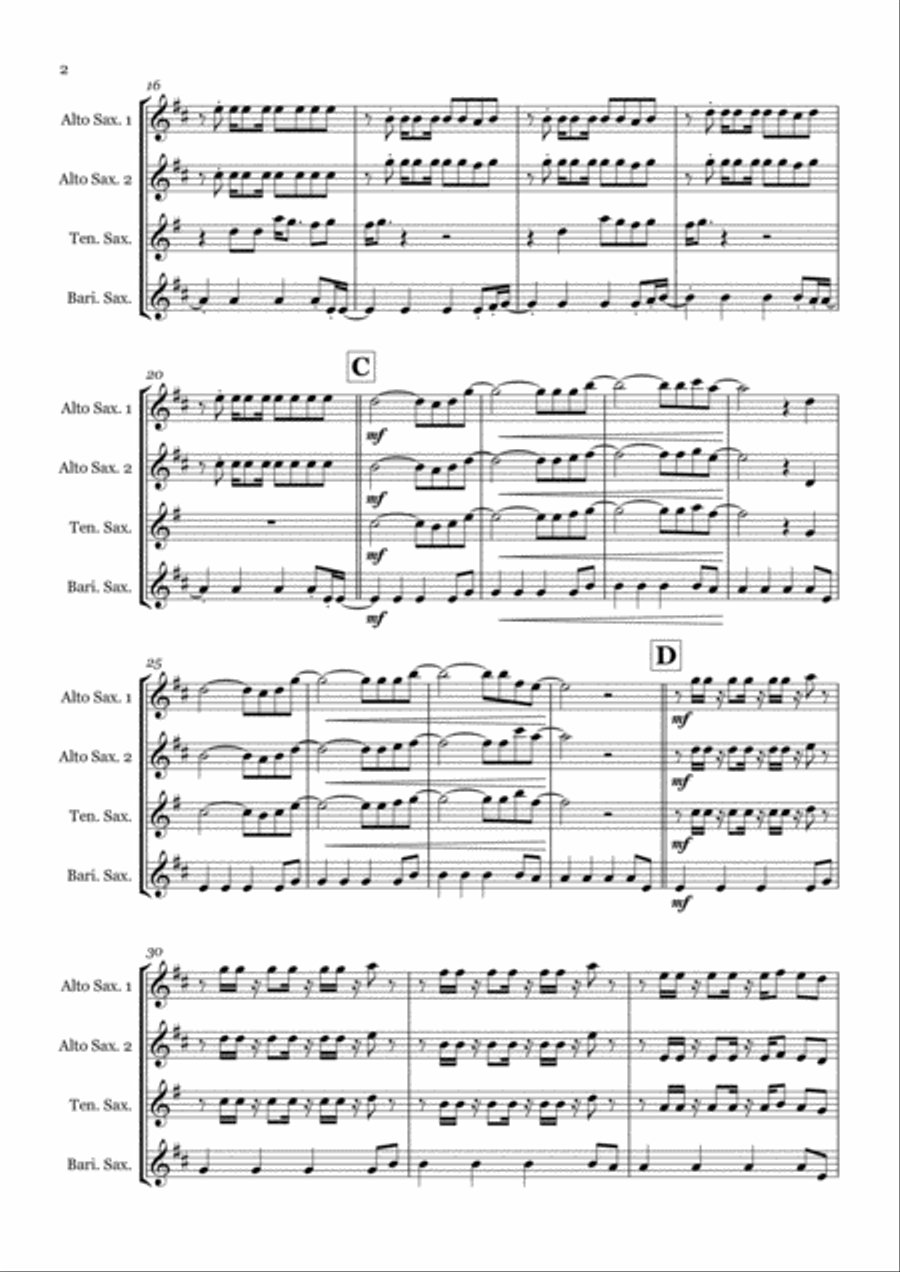 Get Lucky Saxophone Quartet scores gallery preview page 2