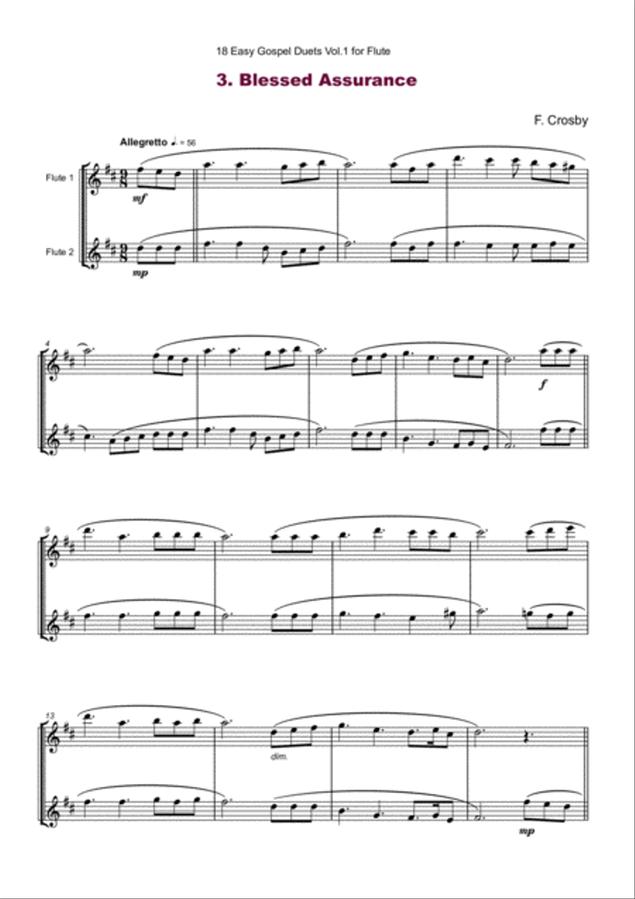18 Easy Gospel Duets Vol.1 for Flute Flute Duet scores gallery preview page 5