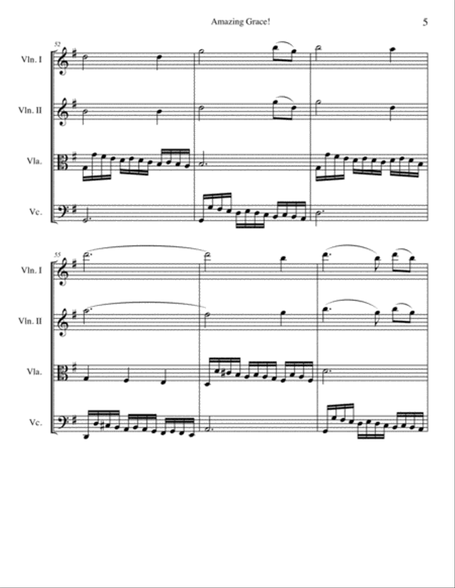 Amazing Grace String Quartet scores gallery preview page 5