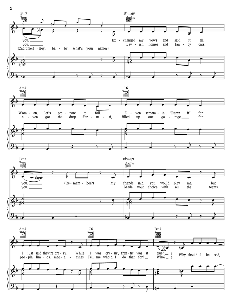 Why Should I Be Sad Piano, Vocal, Guitar scores gallery preview page 2