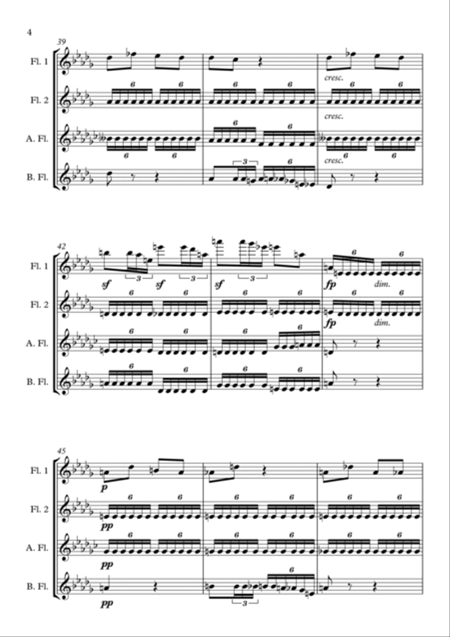 Adagio from Piano Sonata in C minor, Op. 13 Flute Solo scores gallery preview page 4