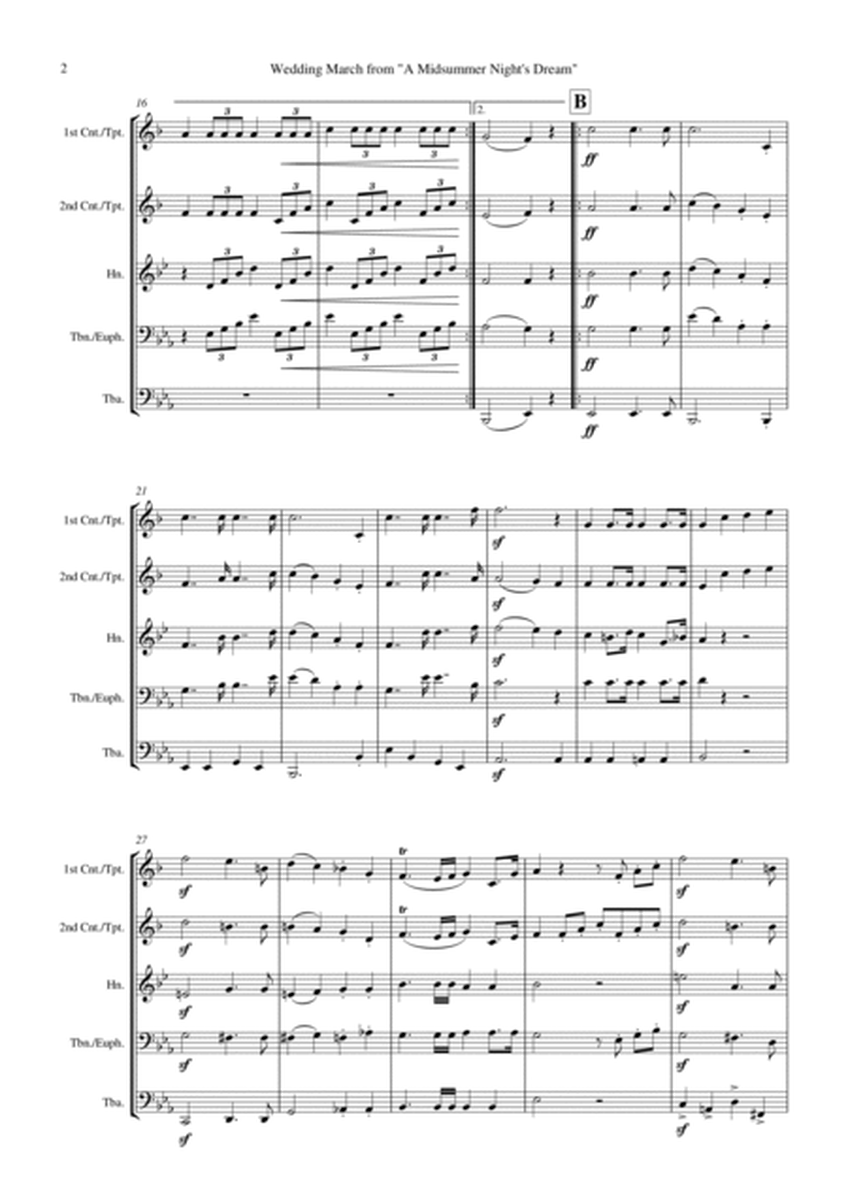 Wedding March from "A Midsummer Night’s Dream" (Felix Mendelssohn) - Brass Quintet image number null