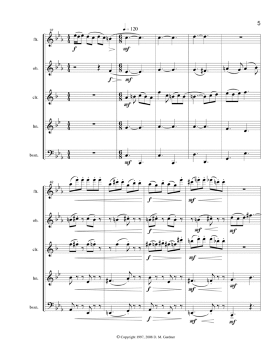 Allegro for Woodwind Quintet Woodwind Quintet scores gallery preview page 6