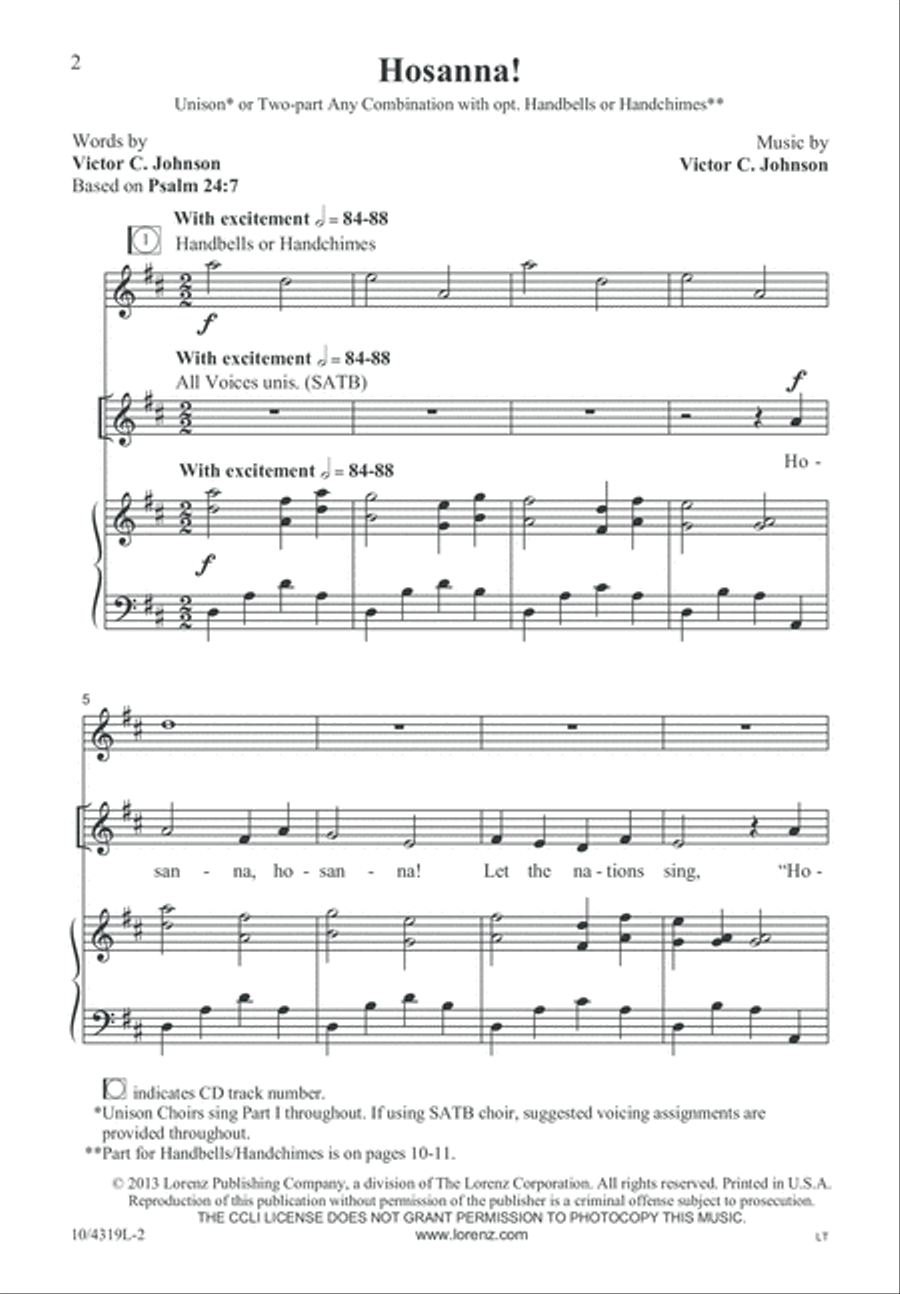 Hosanna! Unison Choir scores gallery preview page 2