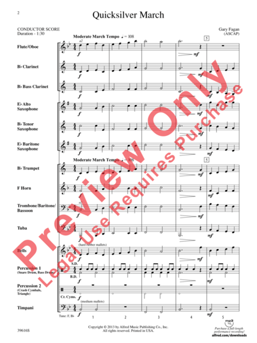Quicksilver March Concert Band scores gallery preview page 3
