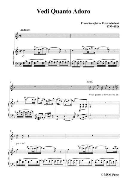 Schubert-Vedi Quanto Adoro,in F Major,for Voice&Piano image number null