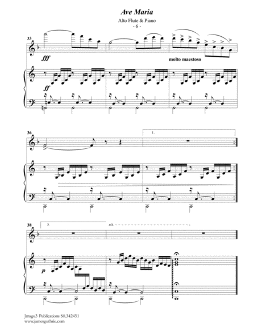 Bach-Gounod: Ave Maria for Alto Flute & Piano Flute Solo scores gallery preview page 6