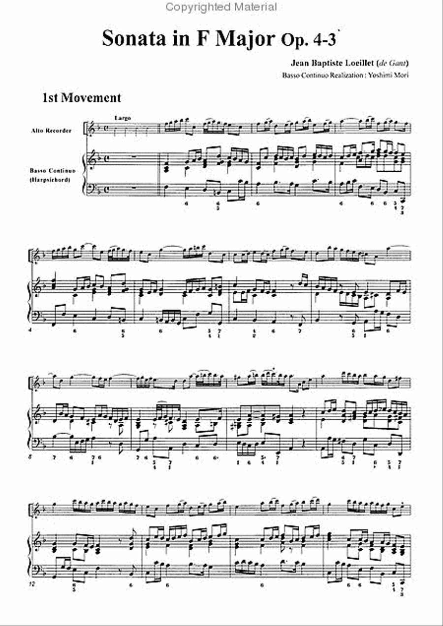 Sonata in F major, Op. 4-3 Alto Recorder scores gallery preview page 3