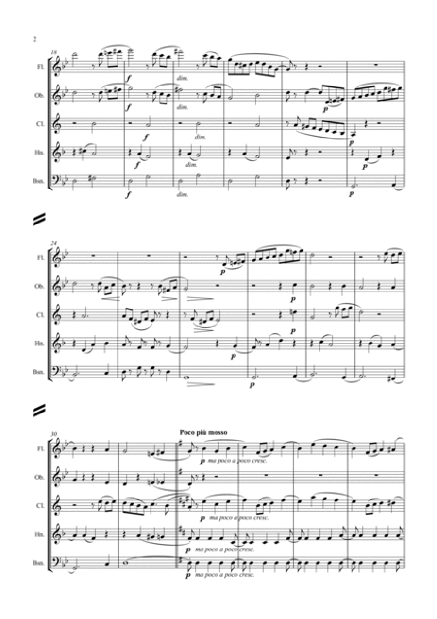 Tchaikovsky: The Seasons Op.37a No.6 June (Barcarolle) - wind quintet Woodwind Quintet scores gallery preview page 2