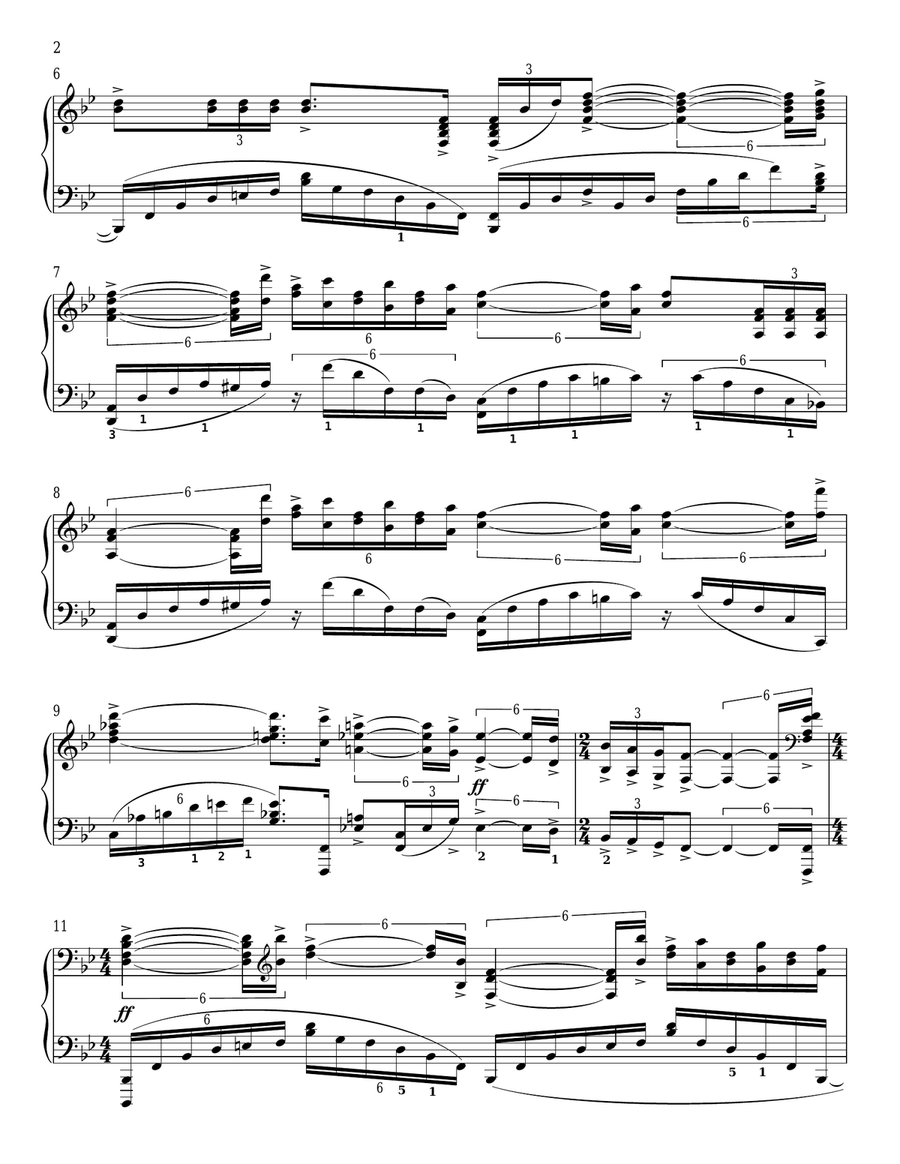 Prelude In B-Flat Major, Op. 23, No. 2 Piano Solo scores gallery preview page 2