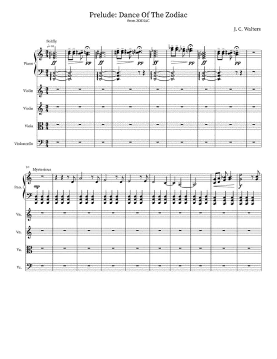 Prelude: Dance Of The Zodiac Piano Quintet scores gallery preview page 1