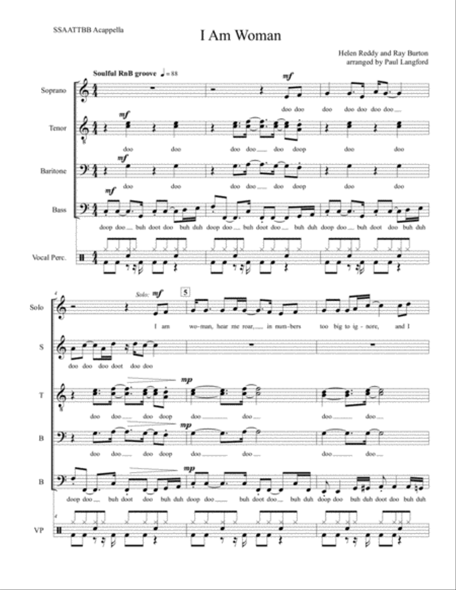 I Am Woman 4-Part scores gallery preview page 1