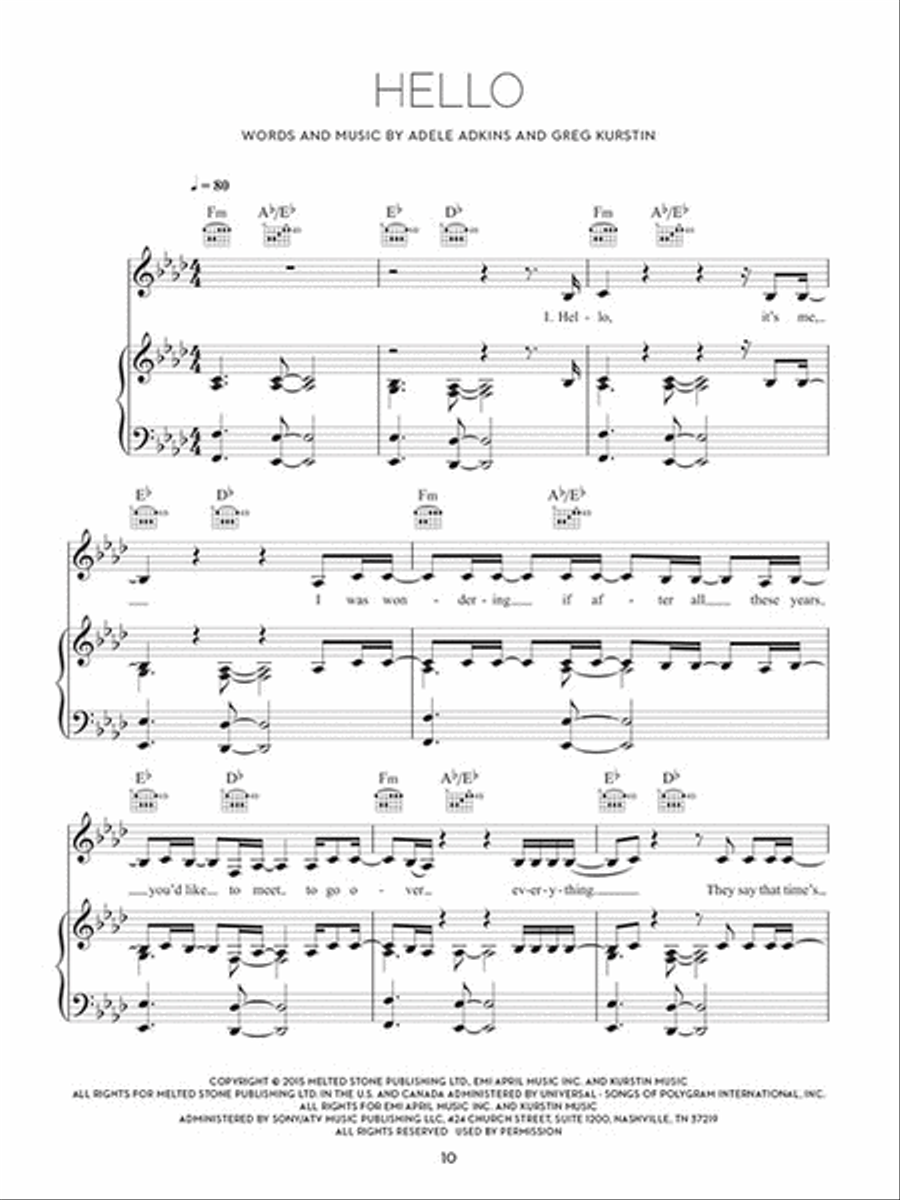 Adele – 25 Adele – 25 Piano, Vocal, Guitar scores gallery preview page 4