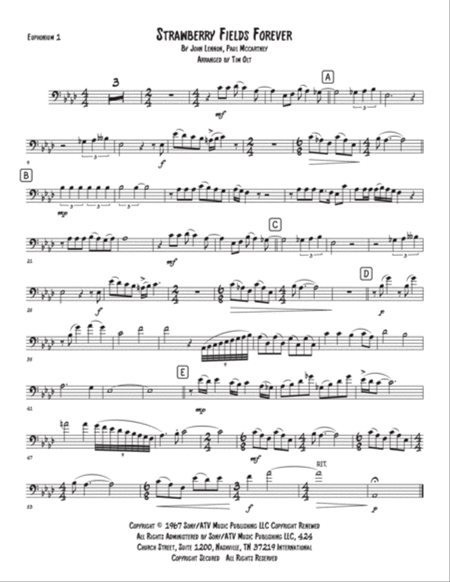 Strawberry Fields Forever Brass Quartet scores gallery preview page 5