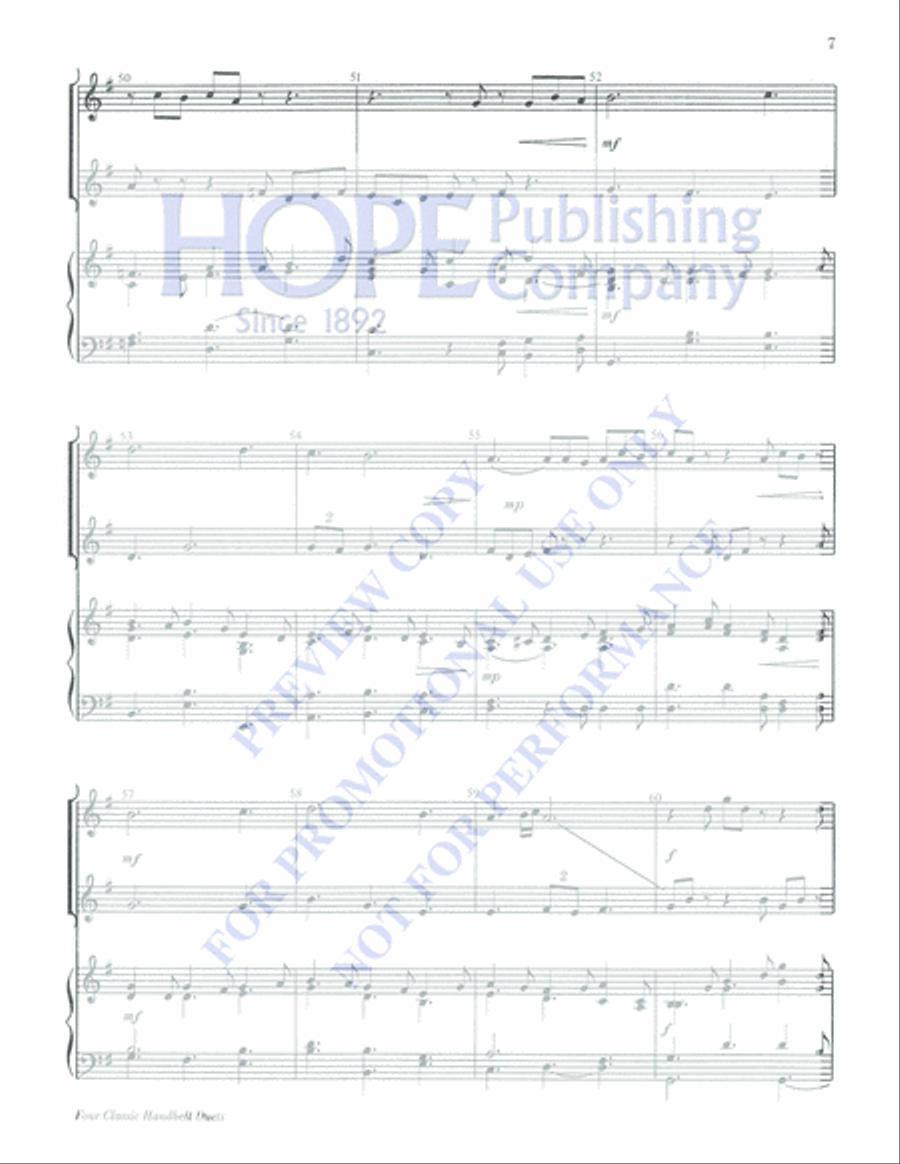 Four Classic Handbell Duets Percussion scores gallery preview page 7