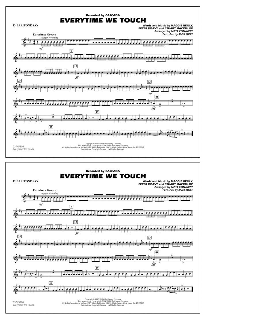 Everytime We Touch - Eb Baritone Sax Marching Band scores gallery preview page 1