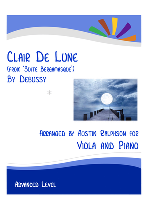 Book cover for Clair De Lune (Debussy) - viola and piano with FREE BACKING TRACK