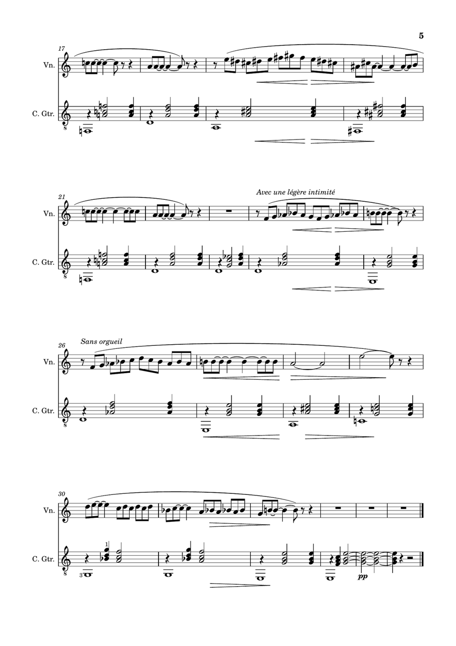 Erik Satie - Six Gnossiennes. Three Gymnopédies. Arrangement for Violin and Classical Guitar. String Duet scores gallery preview page 5