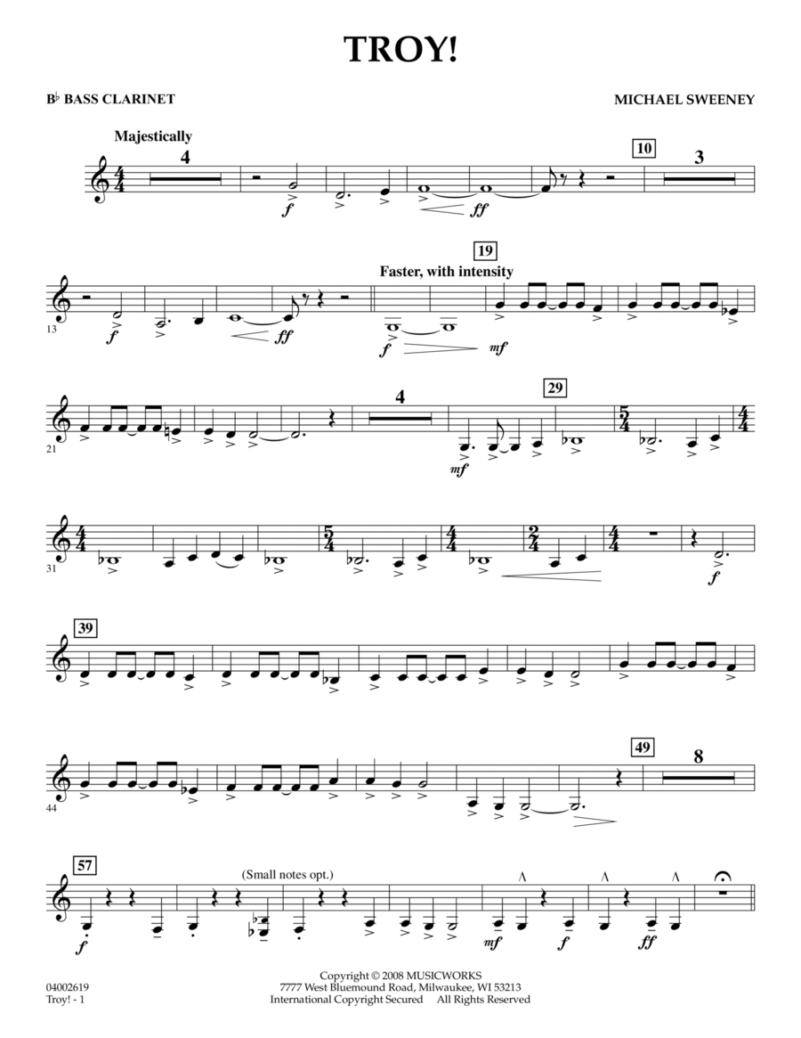 Troy! - Bb Bass Clarinet Bass Clarinet scores gallery preview page 1