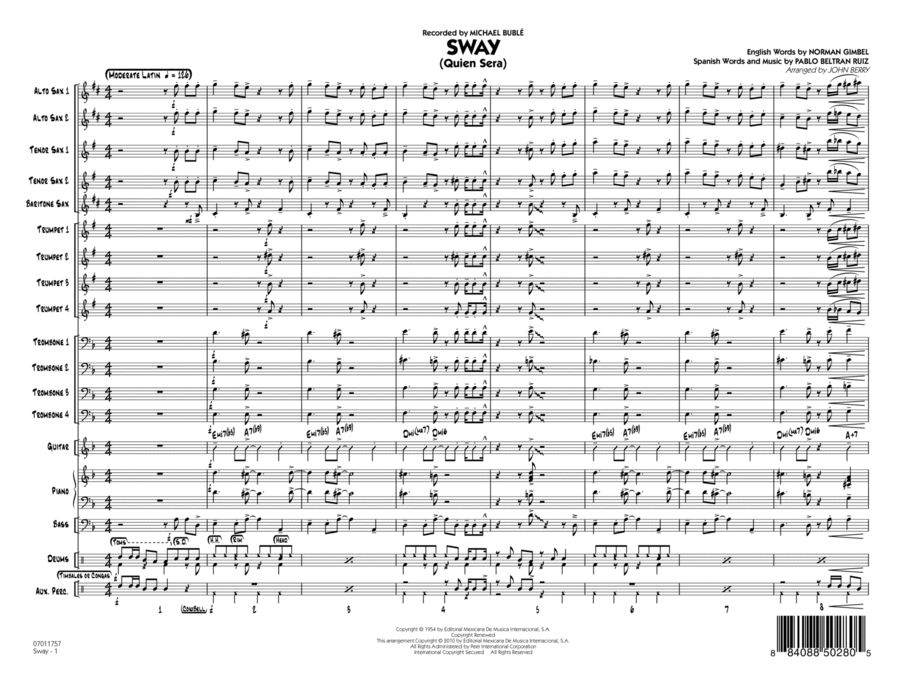 Sway (Quien Sera) - Conductor Score (Full Score) Jazz Ensemble scores gallery preview page 1