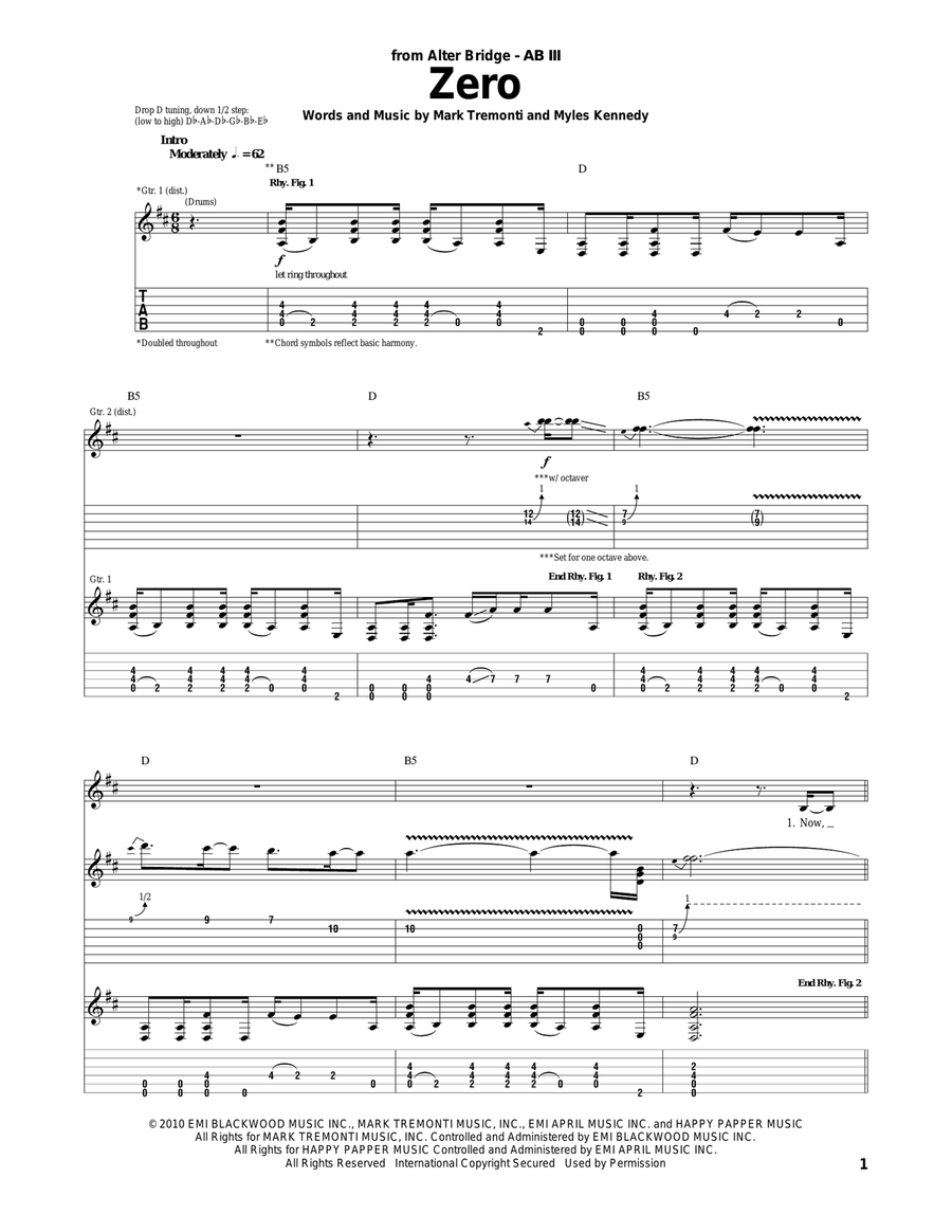 Zero Zero Acoustic Guitar scores gallery preview page 1