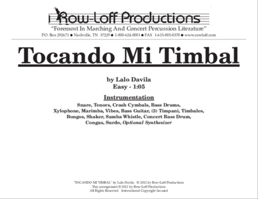Tocando Mi Timbal Percussion Ensemble scores gallery preview page 2
