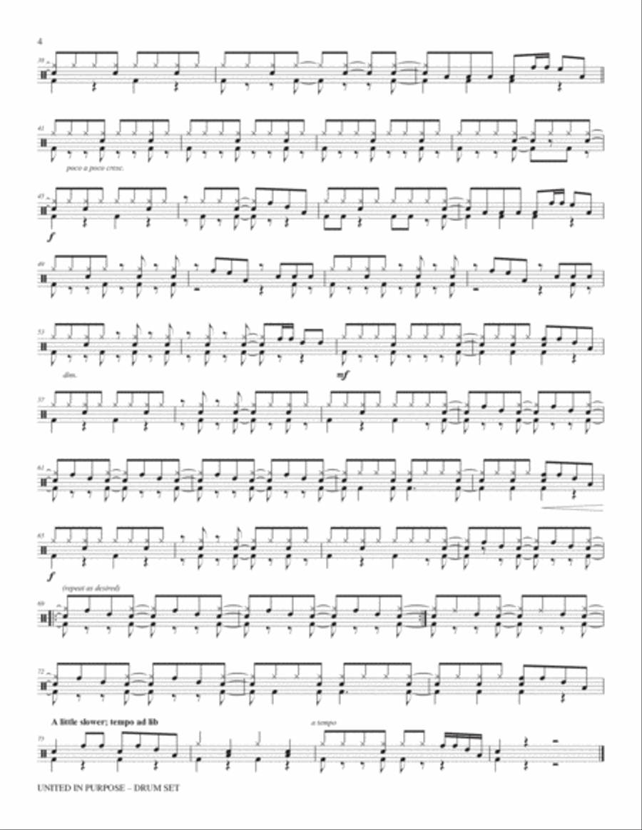 United in Purpose - Drum Set Choir scores gallery preview page 2