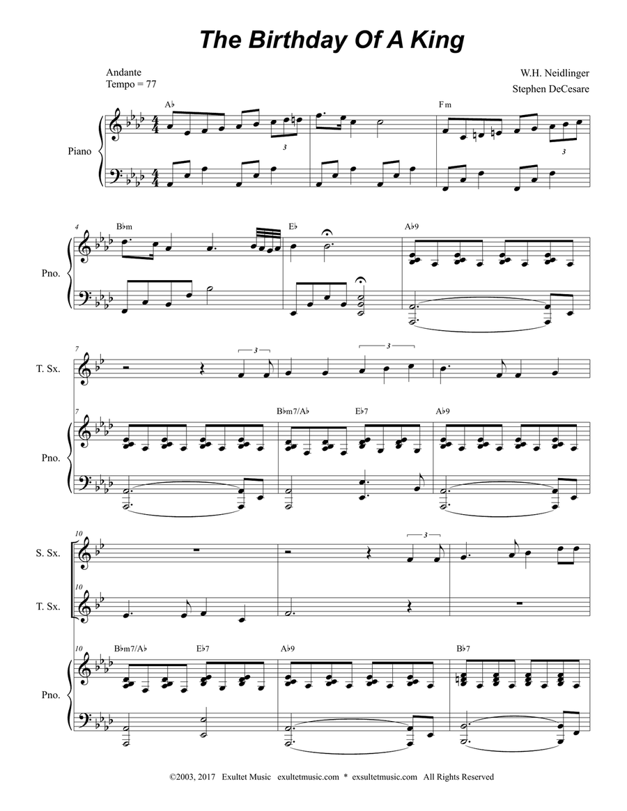 The Birthday Of A King (Duet for Soprano and Tenor Saxophone) Woodwind Duet scores gallery preview page 2