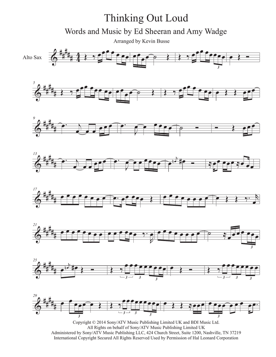 Thinking Out Loud Alto Saxophone scores gallery preview page 1
